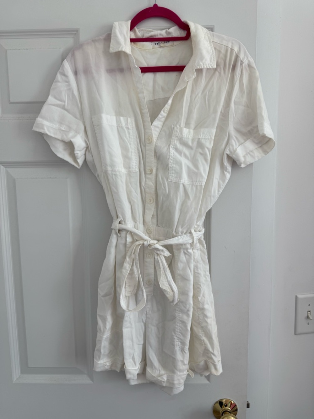 Bella Dahl White Short-Sleeve Button Romper